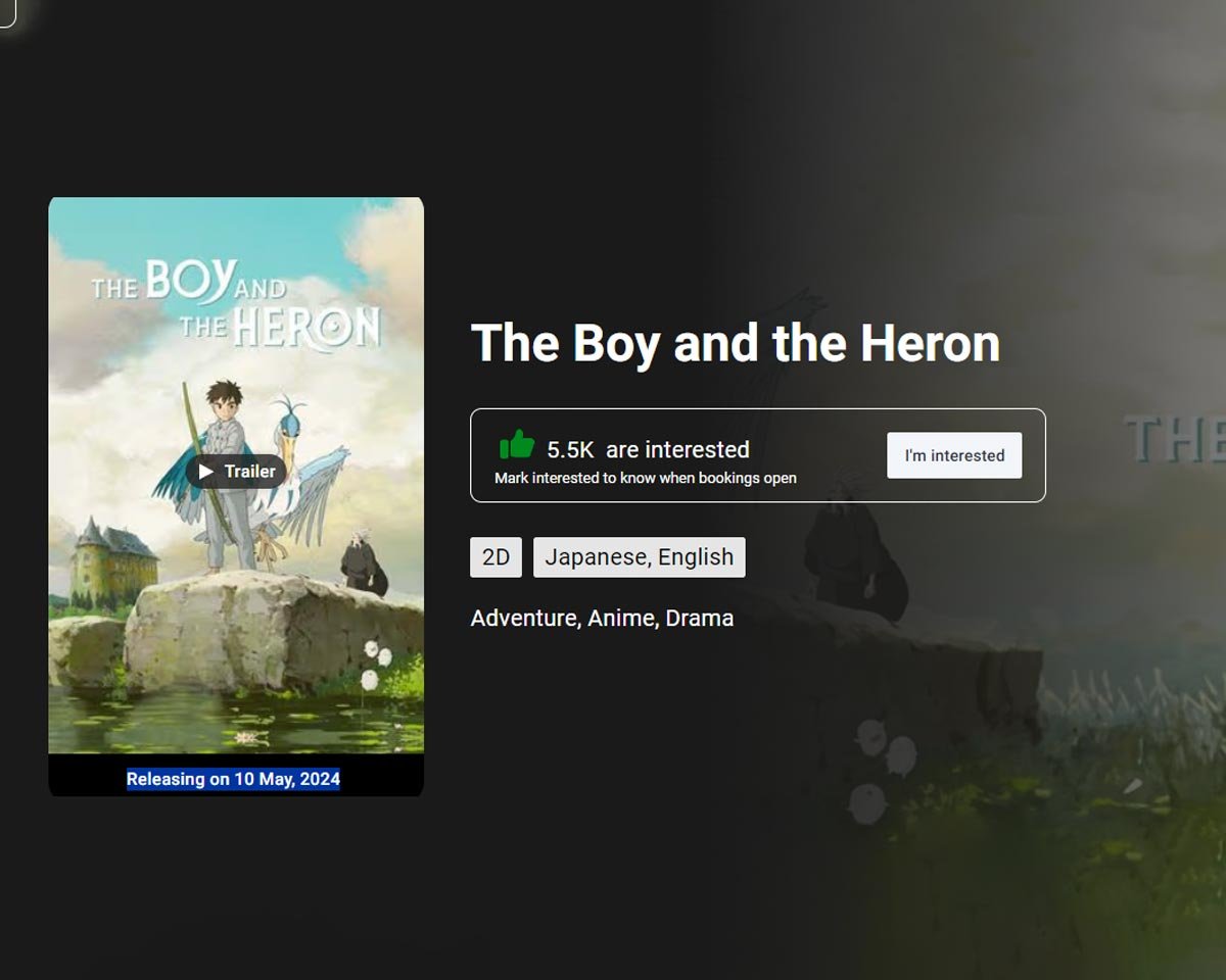 Boy & the Heron PVR Cinemas Release Date