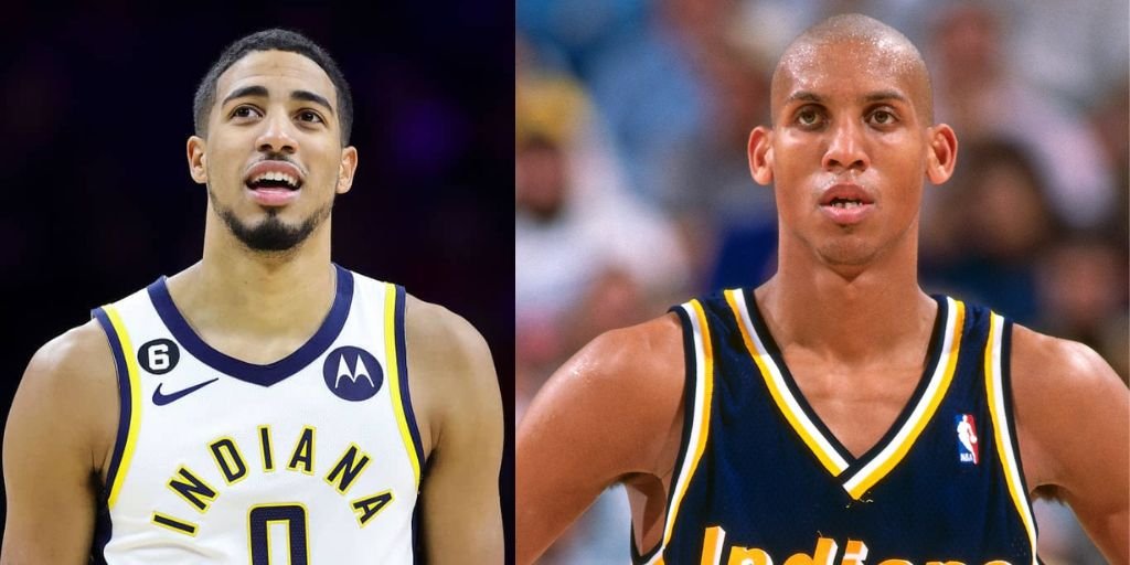 Tyrese Haliburton and Reggie Miller from NBA