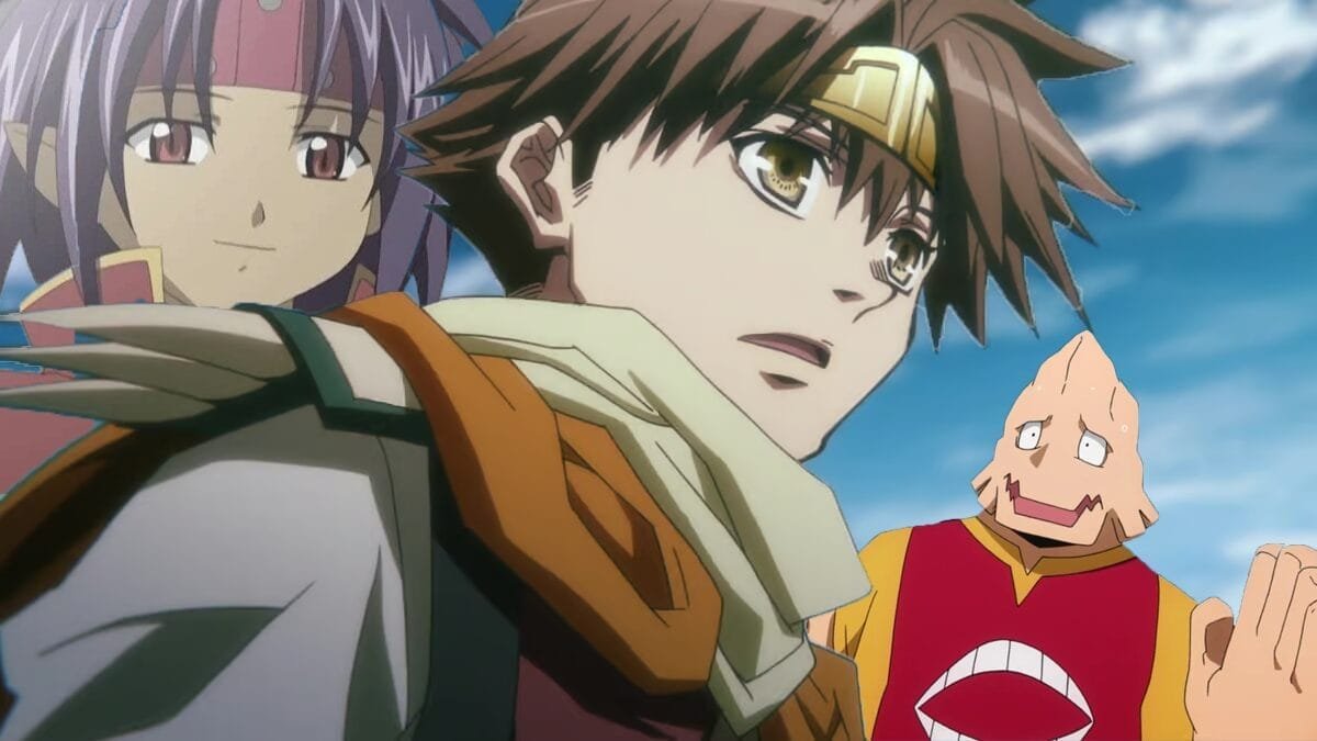 Photoshopped screenshot from Saiyuki Reload that depicts Son Goku staring in awe at something in the distane. Chrono from Chrono Crusade looks on approvingly, while Koji Koda from My Hero Academia stands behind in a defensive position