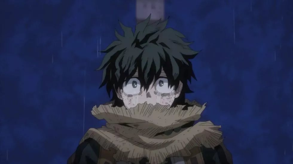 Deku sad in MHA anime